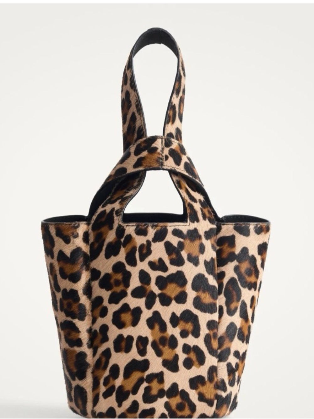 Zara x Kate Moss Animal Print Leather Mini Bucket Bag Leopard Brown